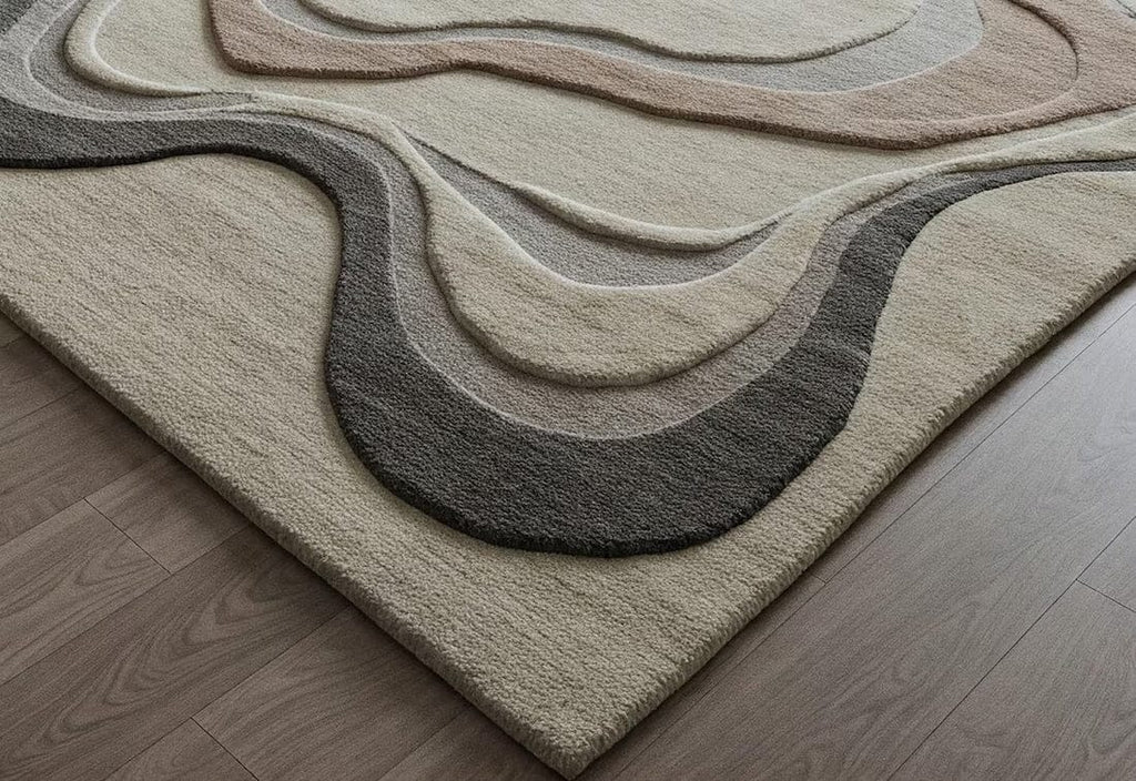 Eclipse Tuft Carpet Hand Tufted Beige Medallion – 8×10 ft