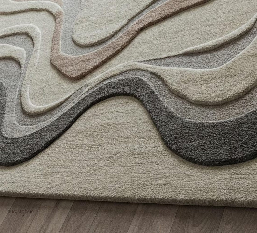 Eclipse Tuft Carpet Hand Tufted Beige Medallion – 8×10 ft