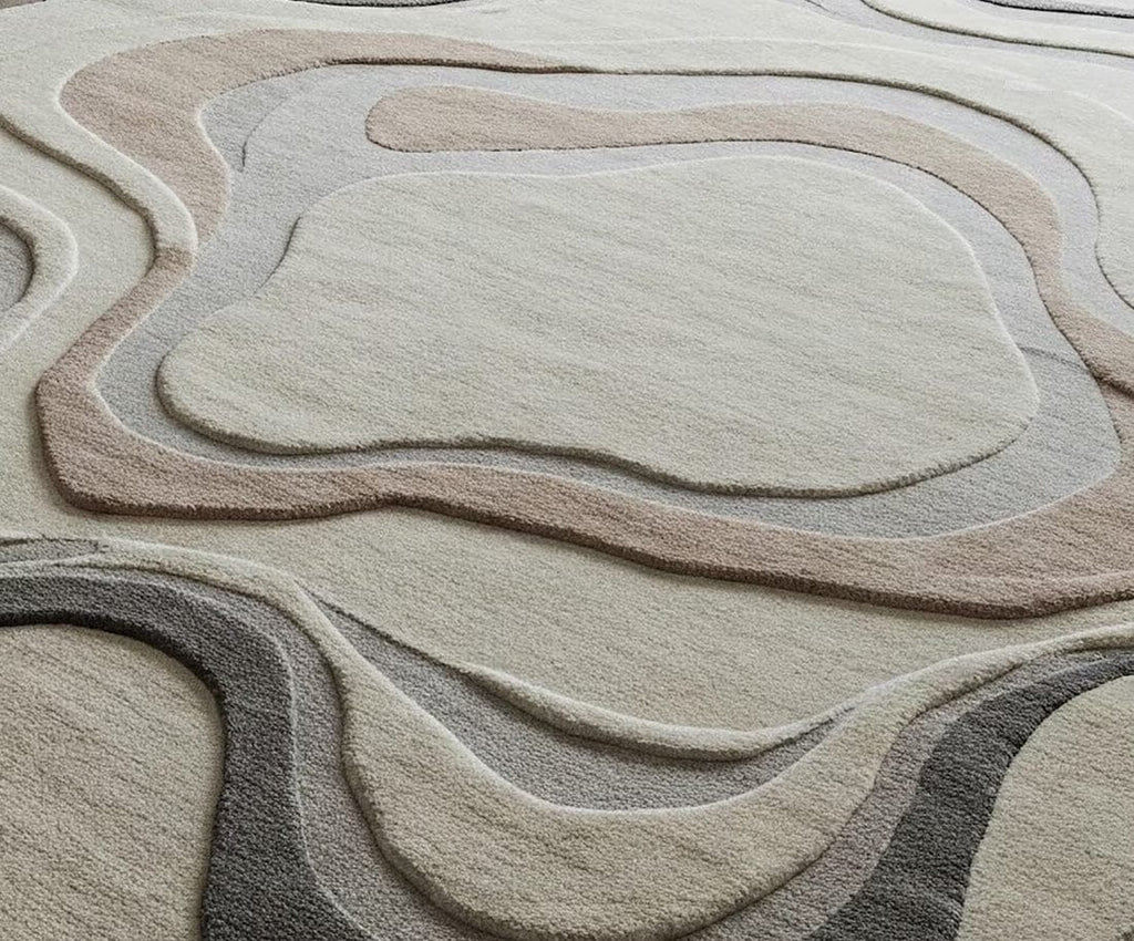 Eclipse Tuft Carpet Hand Tufted Beige Medallion – 8×10 ft
