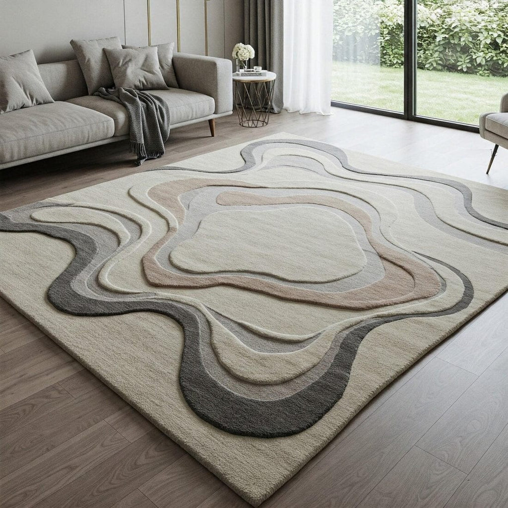 Eclipse Tuft Carpet Hand Tufted Beige Medallion – 8×10 ft