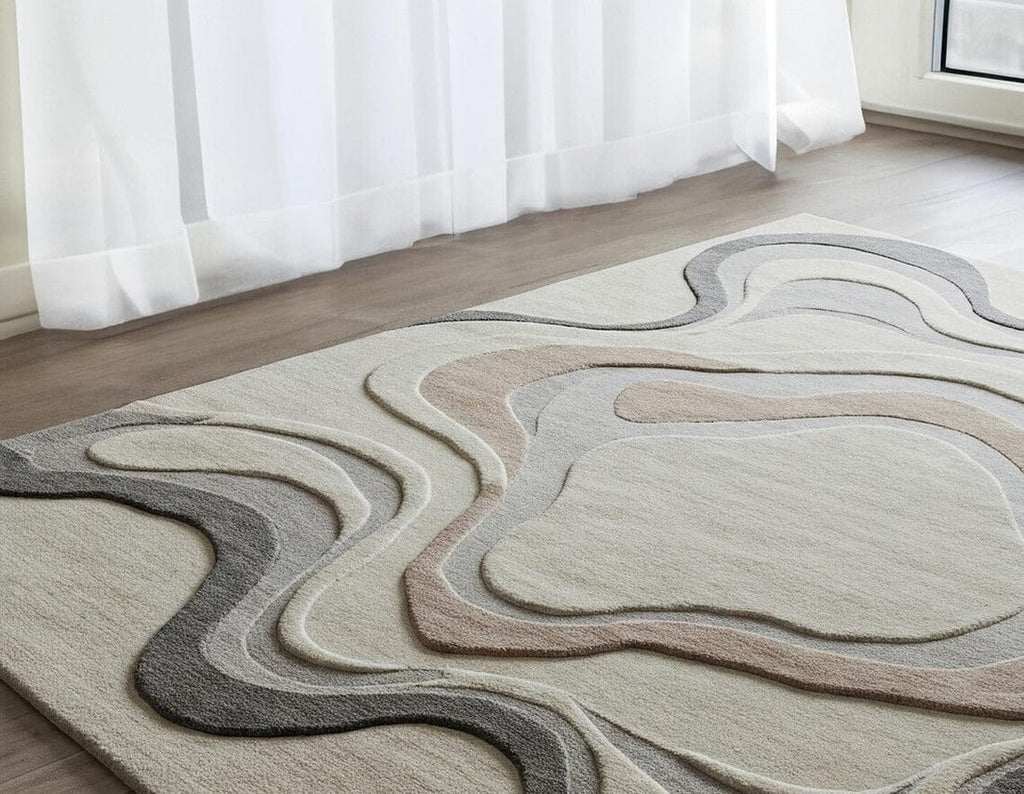Eclipse Tuft Carpet Hand Tufted Beige Medallion – 8×10 ft