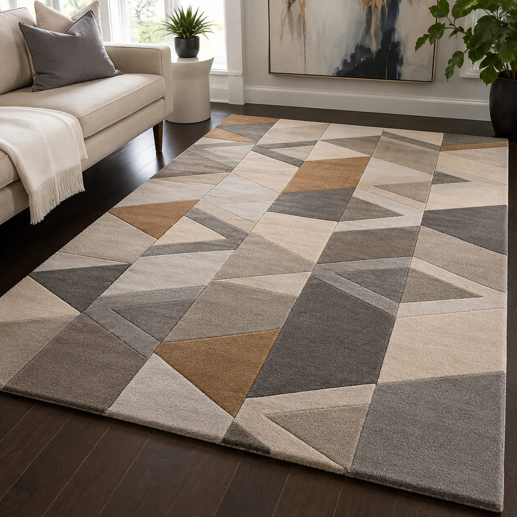 Olive Grove Rug Hand Tufted Grey Contemporary – 9×12 ft