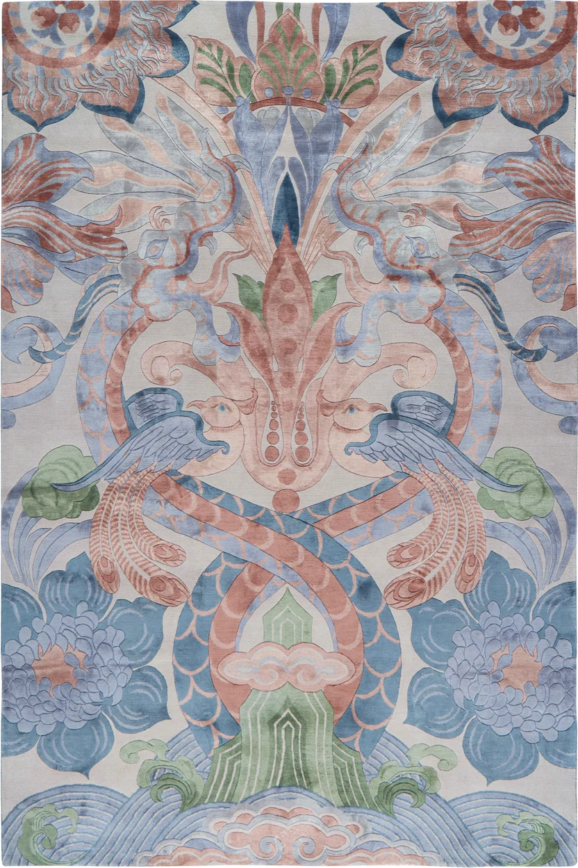 Eternal Phoenix Garden Silk Rug Hand Tufted Carpets