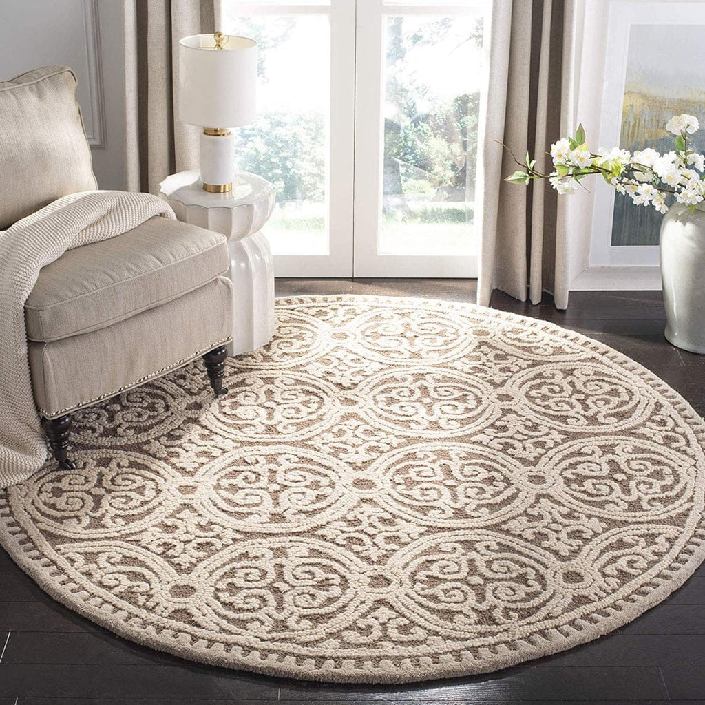 Regal Scroll Round Hand Tufted Carpets