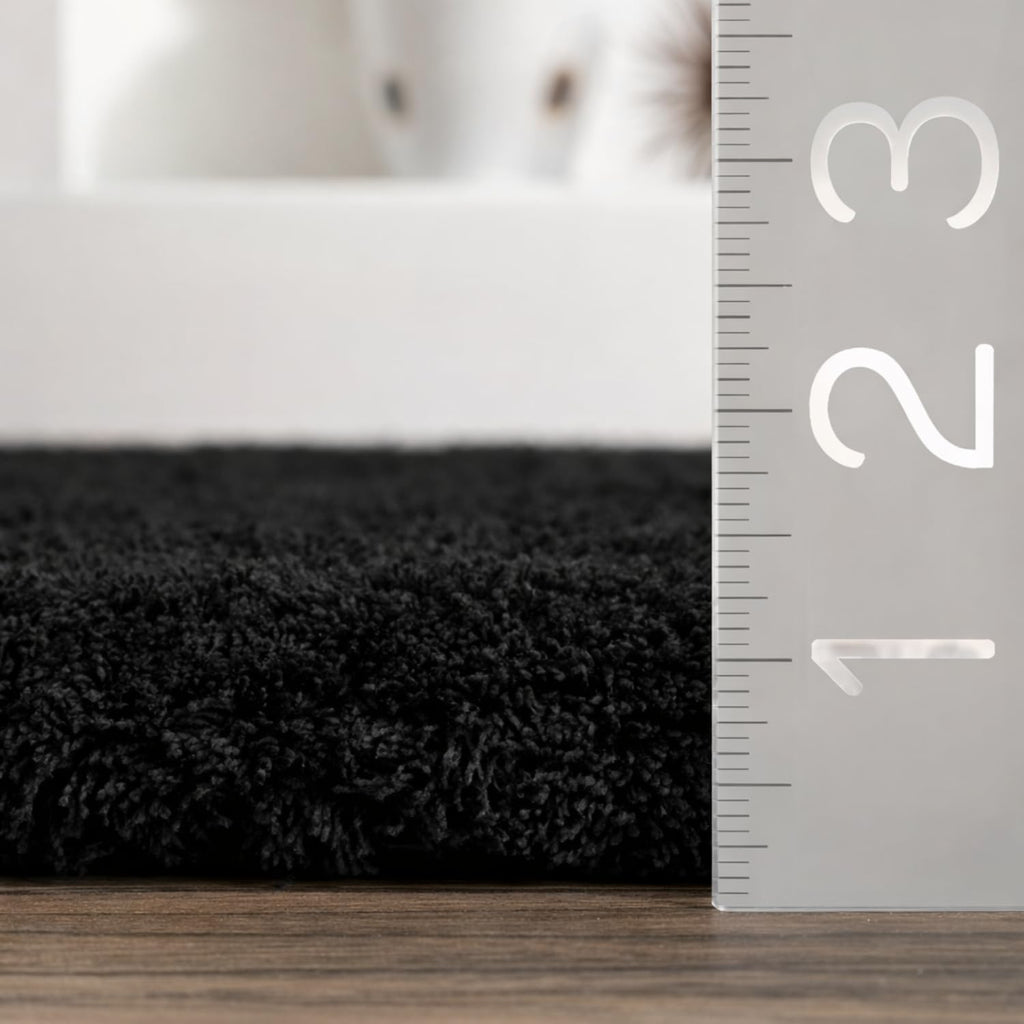 Luxury Abstract Mat High-Pile Polyester Microfiber Black white Shaggy Carpet