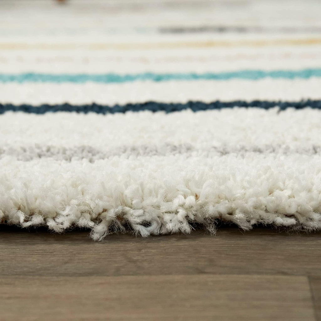 Rectangular Ivory Multi Microfiber Anti Skid Soft Fluffy Area