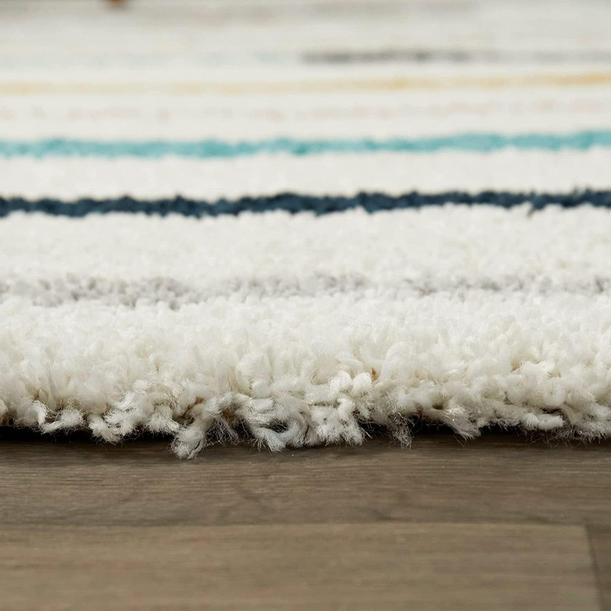 Rectangular Ivory Multi Microfiber Anti Skid Soft Fluffy Area