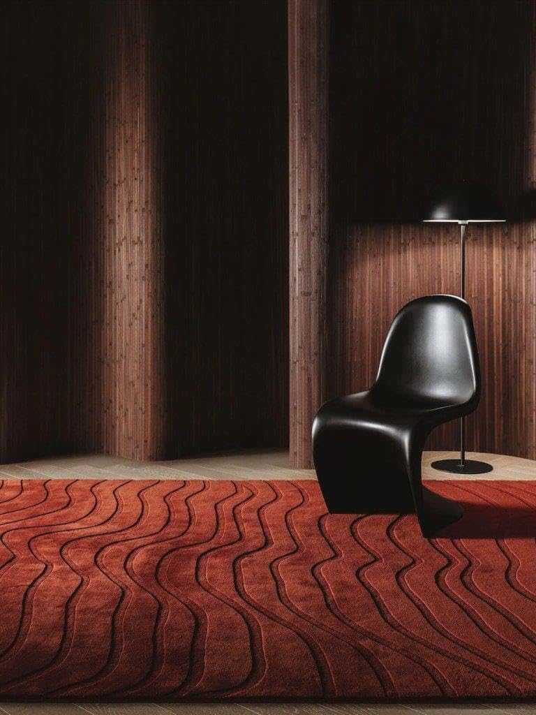 Rich Terracotta Wave Hand Tufted Carpets & Rugs