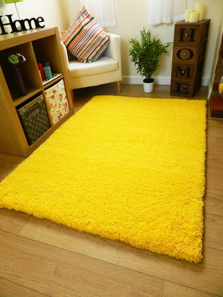 Soft Yellow Color Hand woven Plain California Premium Shaggy Carpets