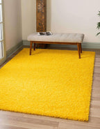 Soft Yellow Color Hand woven Plain California Premium Shaggy Carpets