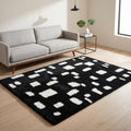 Luxury Abstract Mat High-Pile Polyester Microfiber Black white Shaggy Carpet