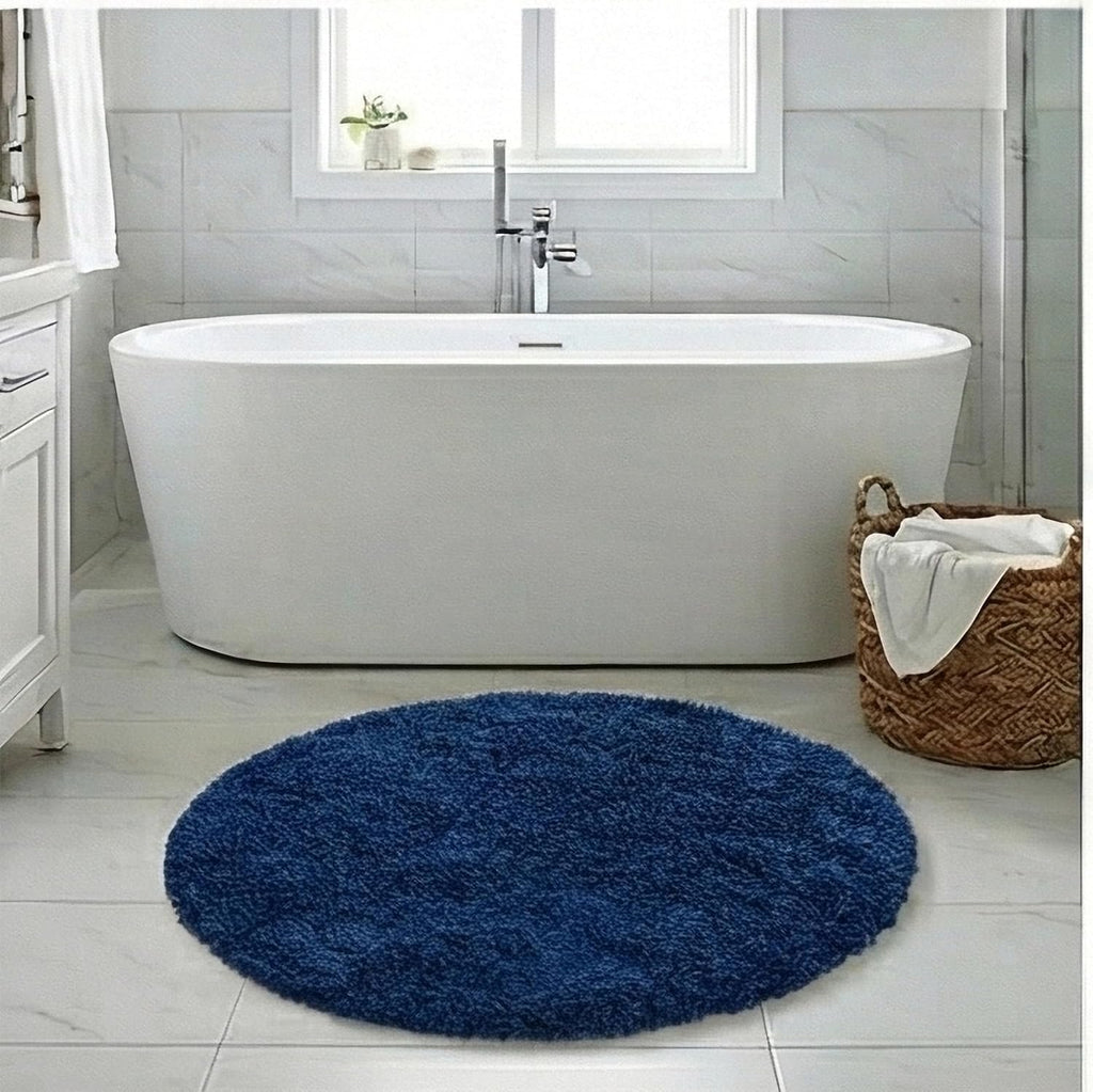 Soft Premium Polyester Blue Fluffy Rug | Anti-Skid Small Area Shaggy Carpet