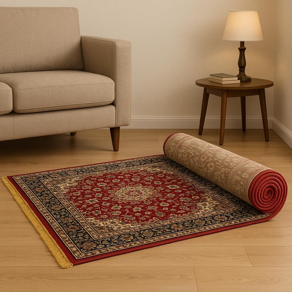 Superfine Silk Velvet Carpet 6x9 Feet| Soft Luxury Floor Carpet with Anti-Skid Backing | Red