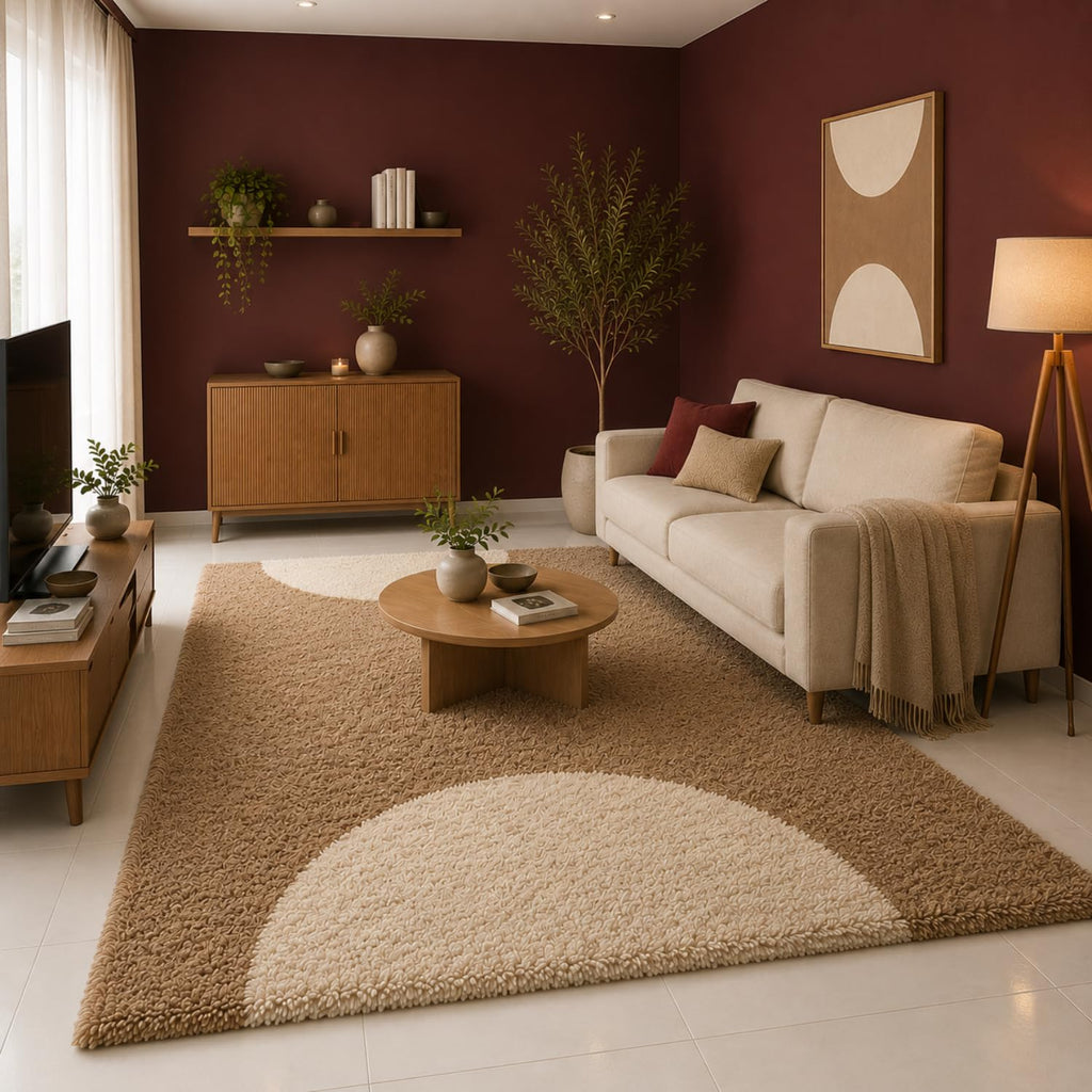 Abstract Shaggy Area Carpet – 2-Inch Pile Mat High-Pile Polyester Microfiber Rug