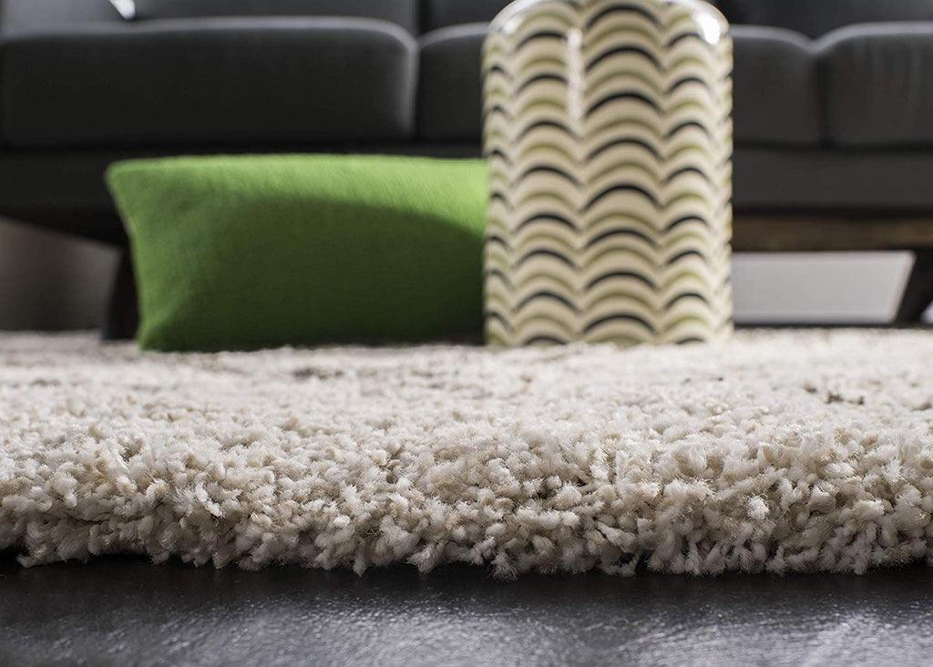 Luxury Abstract Mat High-Pile Polyester Microfiber White Shaggy Carpet