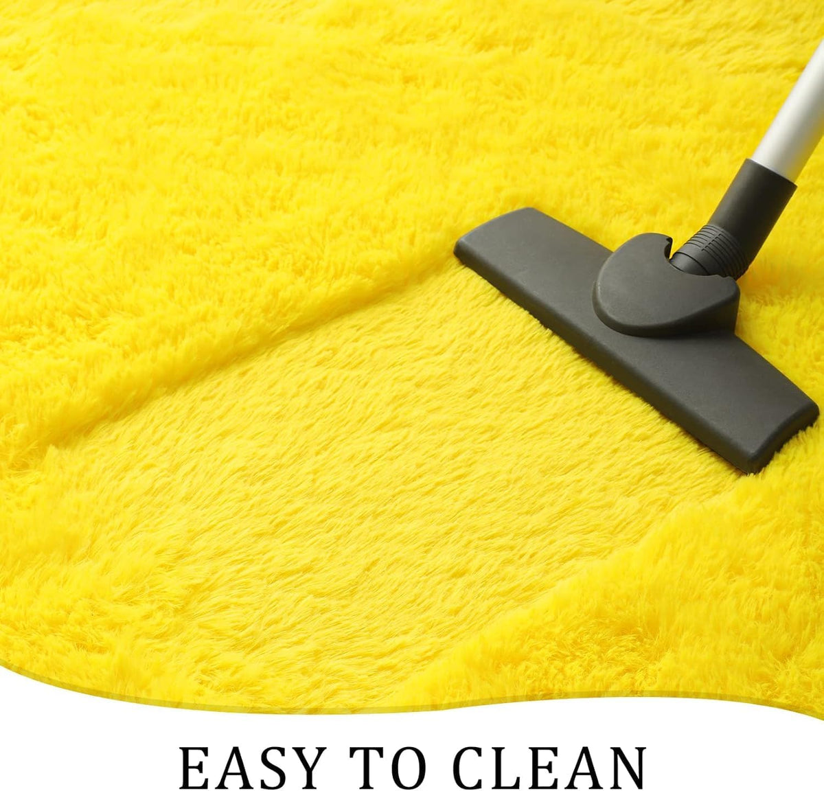 Soft Premium Polyester Yellow Fluffy Rug | Anti-Skid Small Area Shaggy Carpet