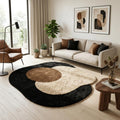 Luxury Abstract Mat High-Pile Polyester Microfiber black & White Shaggy Carpet
