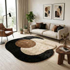 Luxury Abstract Mat High-Pile Polyester Microfiber black & White Shaggy Carpet