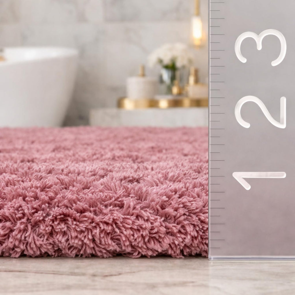 Abstract Area Mat High-Pile Polyester Microfiber Pink Shaggy Carpet