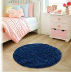 Soft Premium Polyester Blue Fluffy Rug | Anti-Skid Small Area Shaggy Carpet