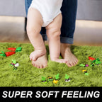 Soft Premium Polyester Green Fluffy Rug | Anti-Skid Small Area Shaggy Carpet