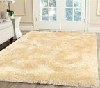 Rectangular Soft Yellow Color Hand woven Plain California Premium Shaggy Carpet