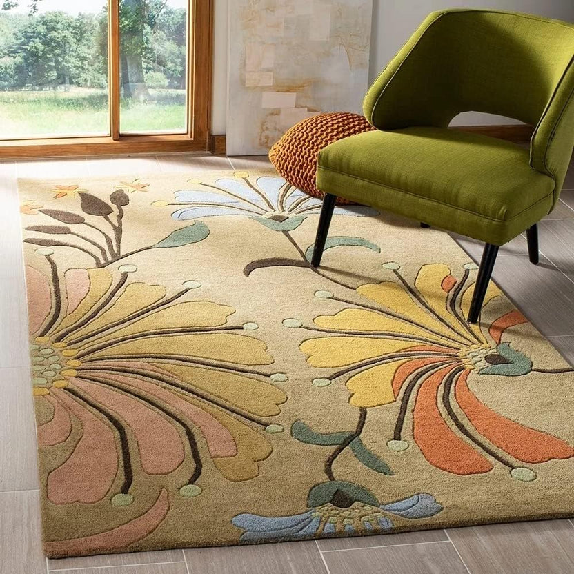 Modern Floral Wool Hand Tufted Carpets & Rugs