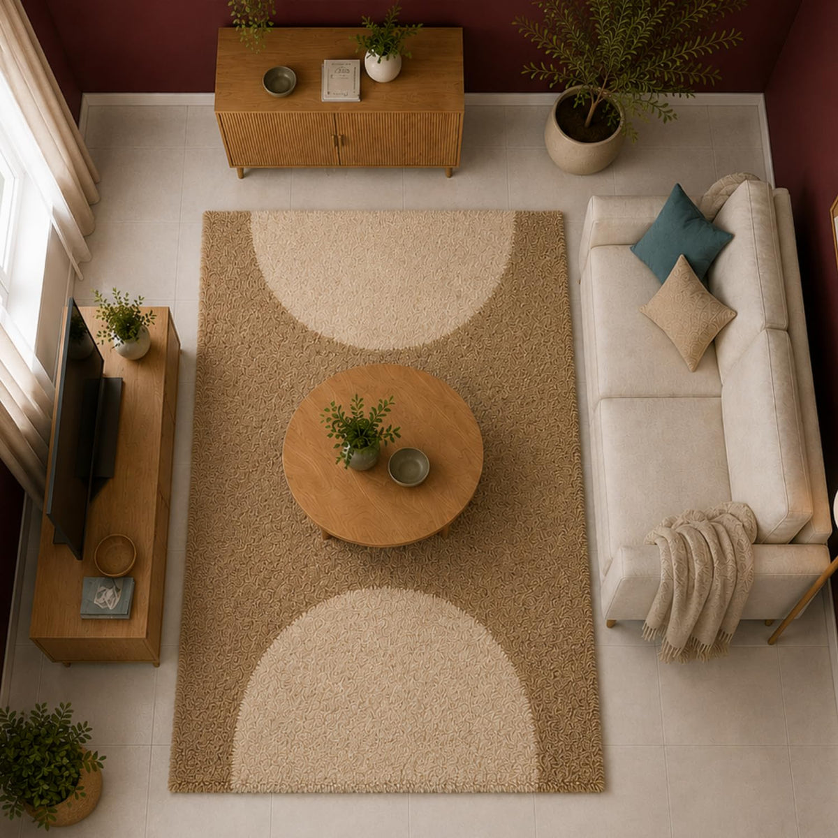 Abstract Shaggy Area Carpet – 2-Inch Pile Mat High-Pile Polyester Microfiber Rug
