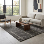 Luxury Abstract Mat High-Pile Polyester Microfiber Black Beige Shaggy Carpet