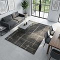 Luxury Abstract Mat High-Pile Polyester Microfiber Black Beige Shaggy Carpet