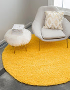 Soft Premium Polyester Yellow Fluffy Rug | Anti-Skid Small Area Shaggy Carpet