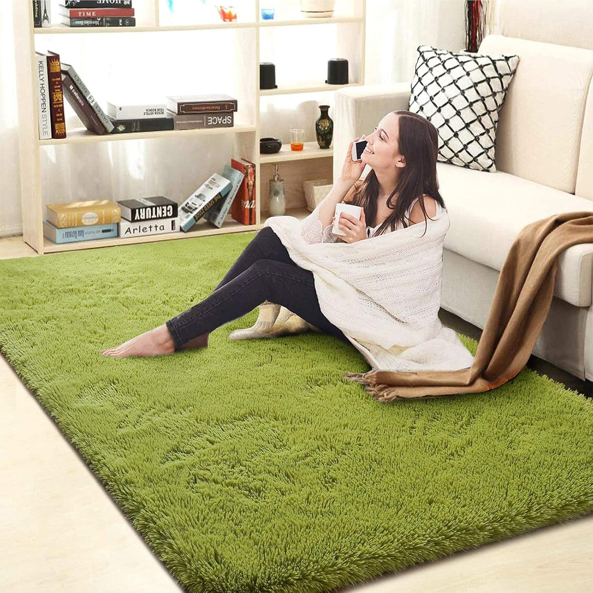 Rectangular Modern Rug Soft Hand woven Plain California Premium Shaggy Collection
