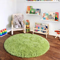 Soft Premium Polyester Green Fluffy Rug | Anti-Skid Small Area Shaggy Carpet