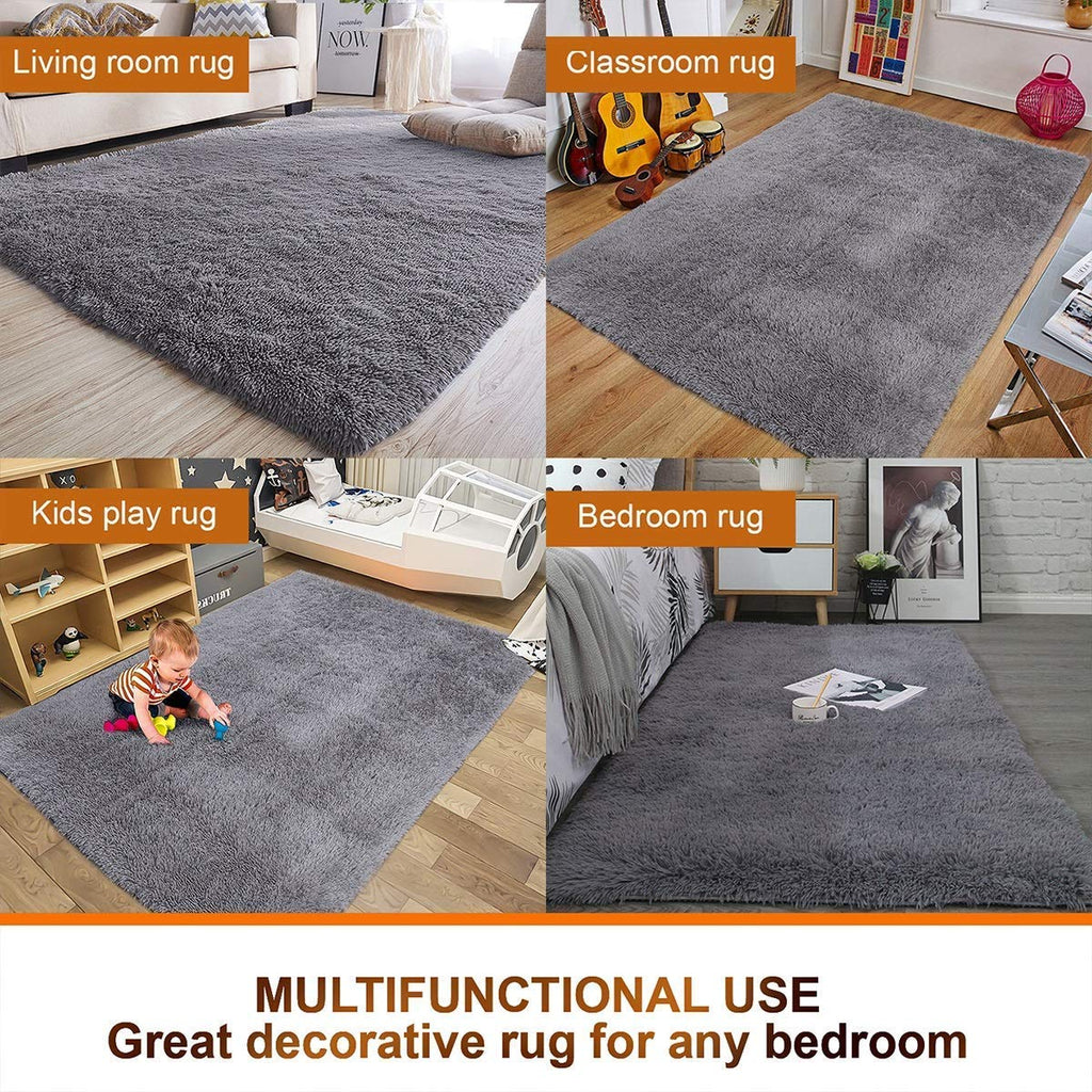 Rectangular Modern Rug Soft Hand woven Plain California Premium Shaggy Carpets