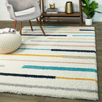 Rectangular Ivory Multi Microfiber Anti Skid Soft Fluffy Area