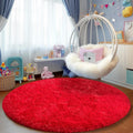 Soft Premium Polyester Red Fluffy Rug | Anti-Skid Small Area Shaggy Carpet