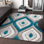 Rectangular Sky Ivory Microfiber Anti Skid Soft Fluffy Area Shaggy Carpet