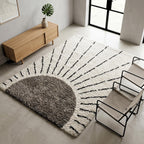 Luxury Abstract Mat High-Pile Polyester Microfiber White Shaggy Carpet