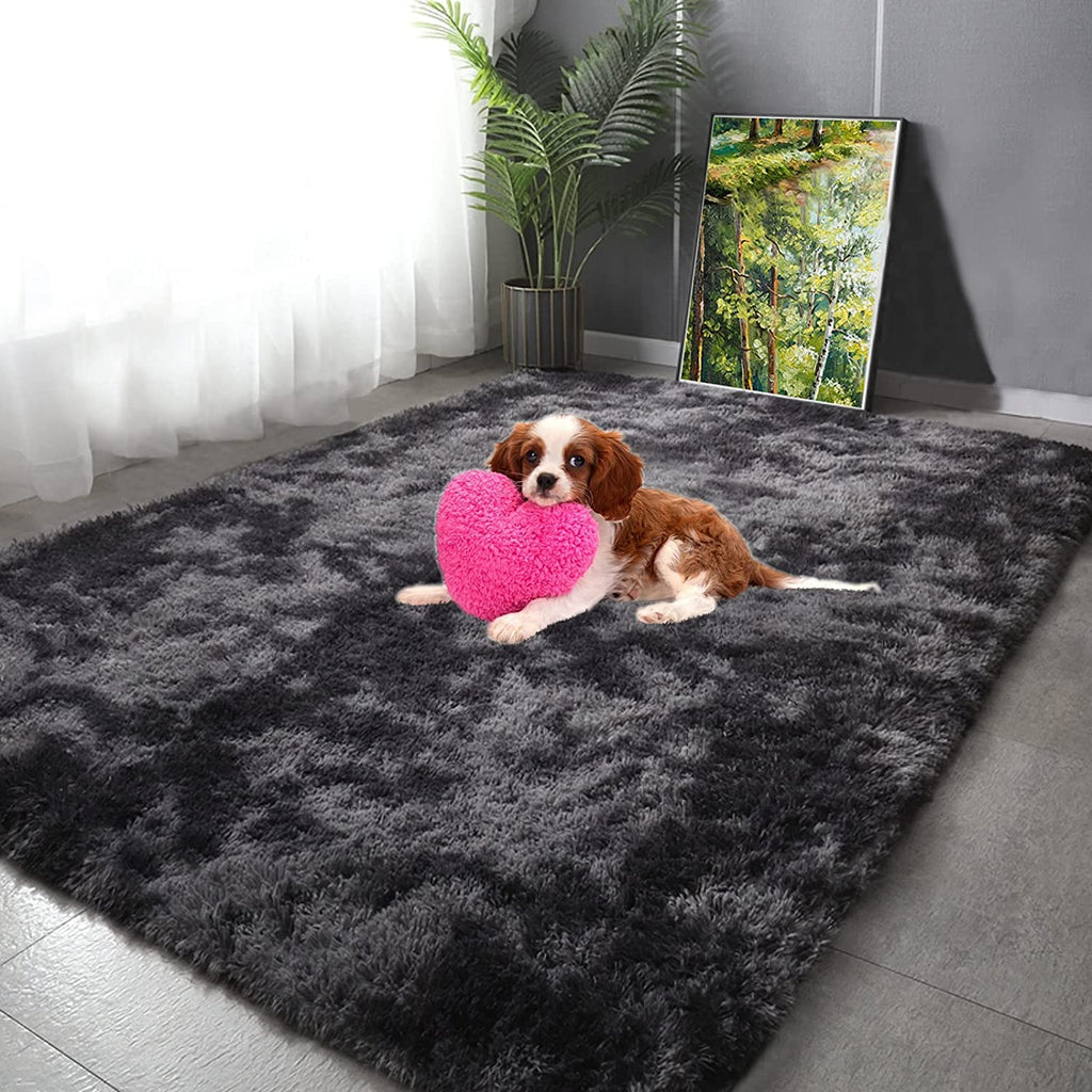 Soft black Color Hand woven Plain California Premium Shaggy Carpets