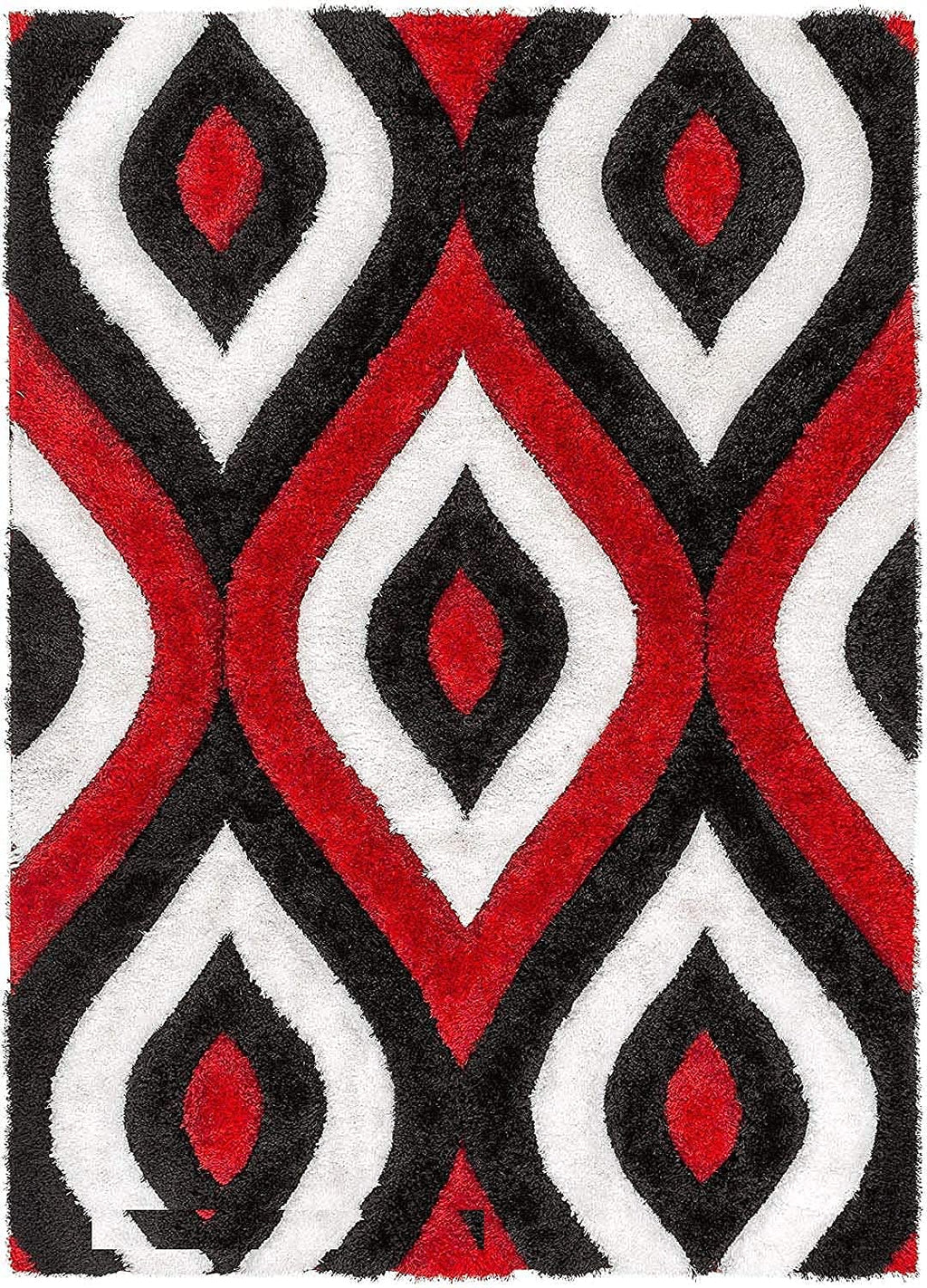 Rectangular Red Black Microfiber Anti Skid Soft Fluffy Area Shaggy Carpet