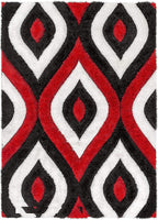 Rectangular Red Black Microfiber Anti Skid Soft Fluffy Area Shaggy Carpet