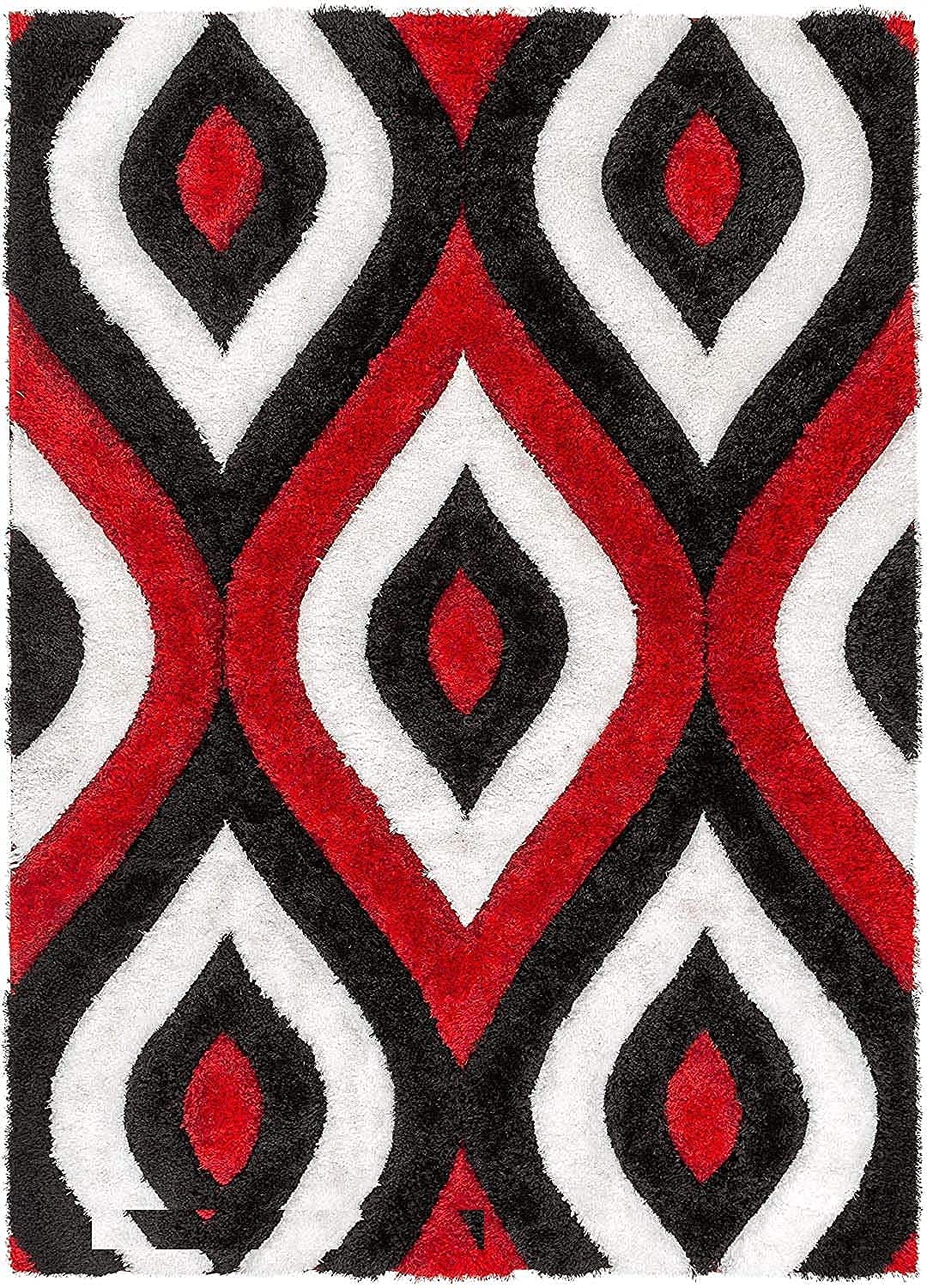 Rectangular Red Black Microfiber Anti Skid Soft Fluffy Area Shaggy Carpet