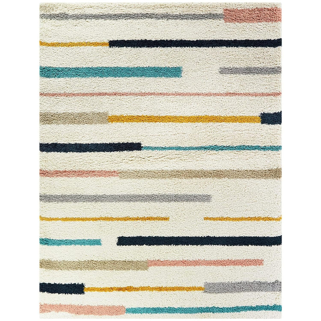 Rectangular Ivory Multi Microfiber Anti Skid Soft Fluffy Area