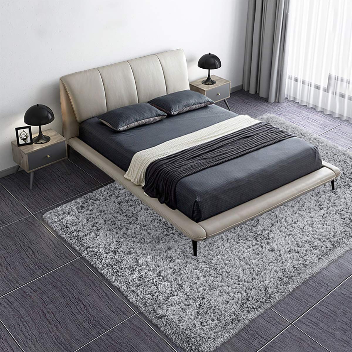 Rectangular Modern Rug Soft Hand woven Plain California Premium Shaggy Carpets