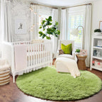 Soft Premium Polyester Green Fluffy Rug | Anti-Skid Small Area Shaggy Carpet