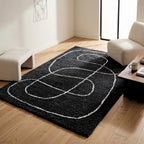 Luxury Abstract Mat High-Pile Polyester Microfiber black Shaggy Carpet