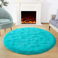 Soft Premium Polyester Sky Blue Fluffy Rug | Anti-Skid Small Area Shaggy Carpet