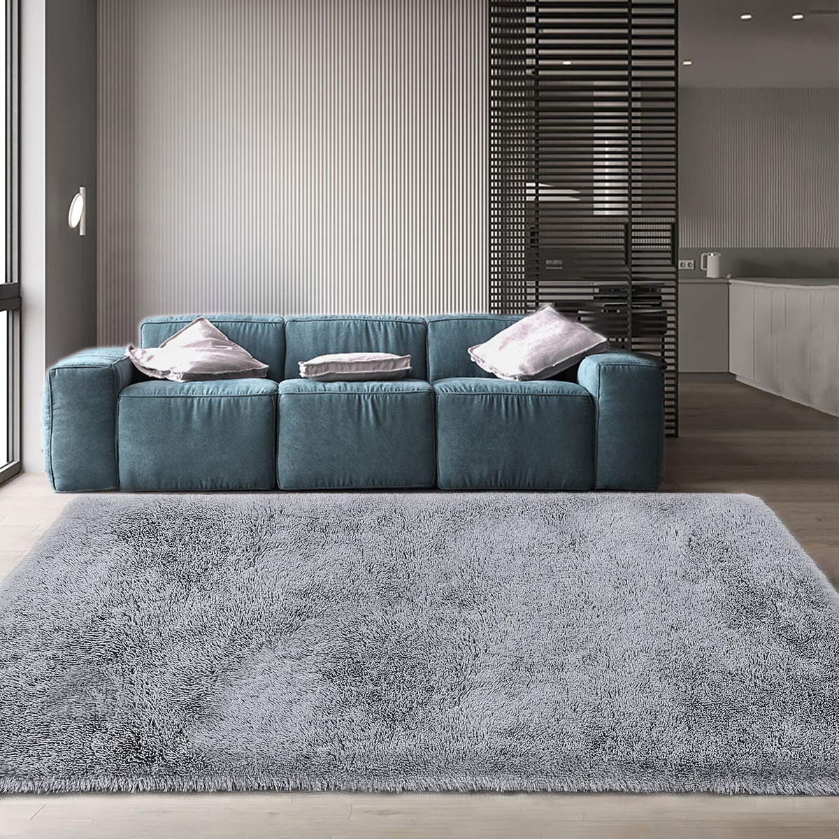 Rectangular Modern Rug Soft Hand woven Plain California Premium Shaggy Carpets