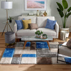 Rectangular Sky Ivory Microfiber Anti Skid Soft Fluffy Area Shaggy Carpet