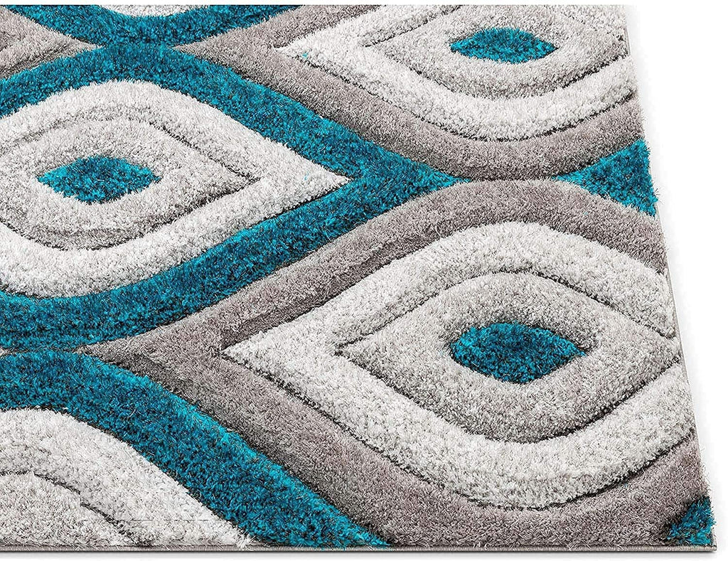 Rectangular Sky Ivory Microfiber Anti Skid Soft Fluffy Area Shaggy Carpet